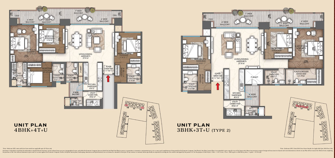  apartments range from 3 BHK to 4 BHK