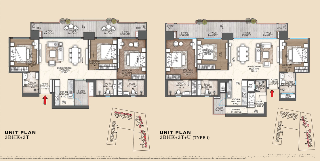  apartments range from 3 BHK to 4 BHK